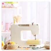 Háztartási varrógép használat közben